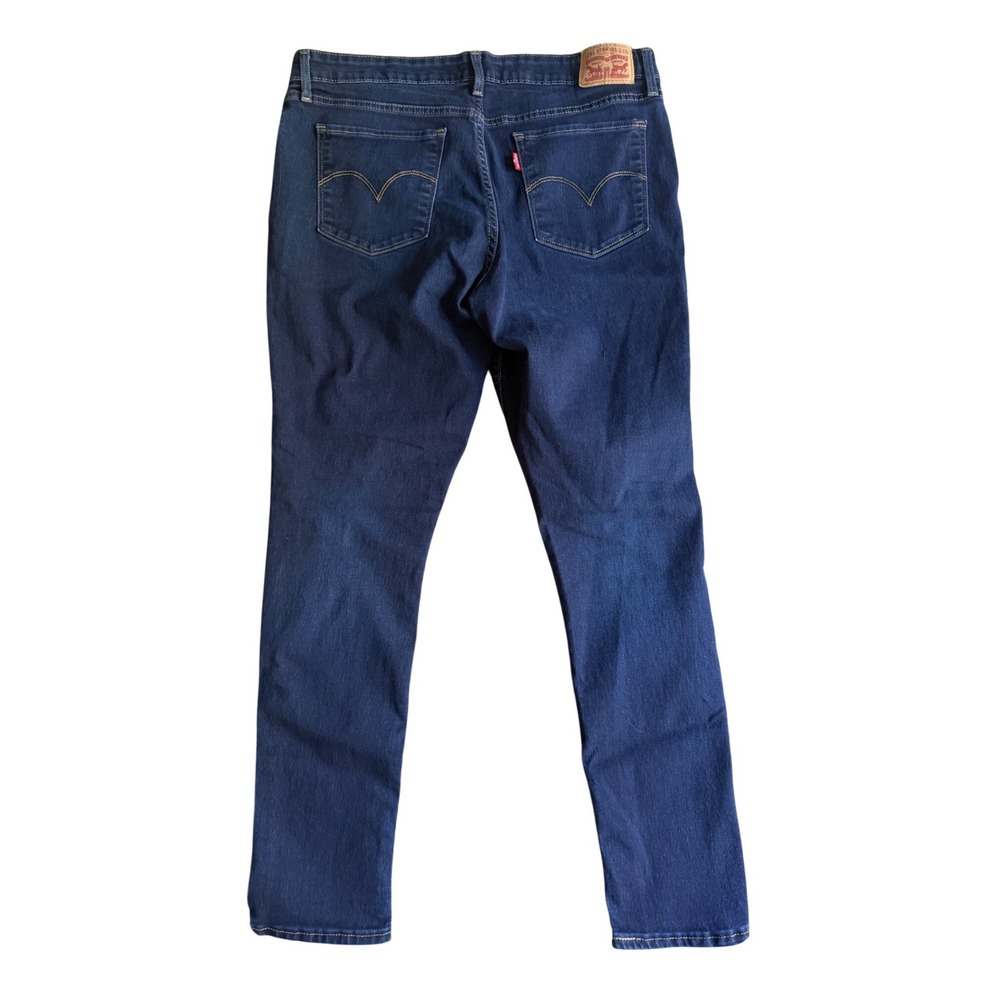 Levis 711 Skinny Jeans Womens 32 Dark Wash Blue Denim Mid Rise Stretch WaterLess - Picture 7 of 10